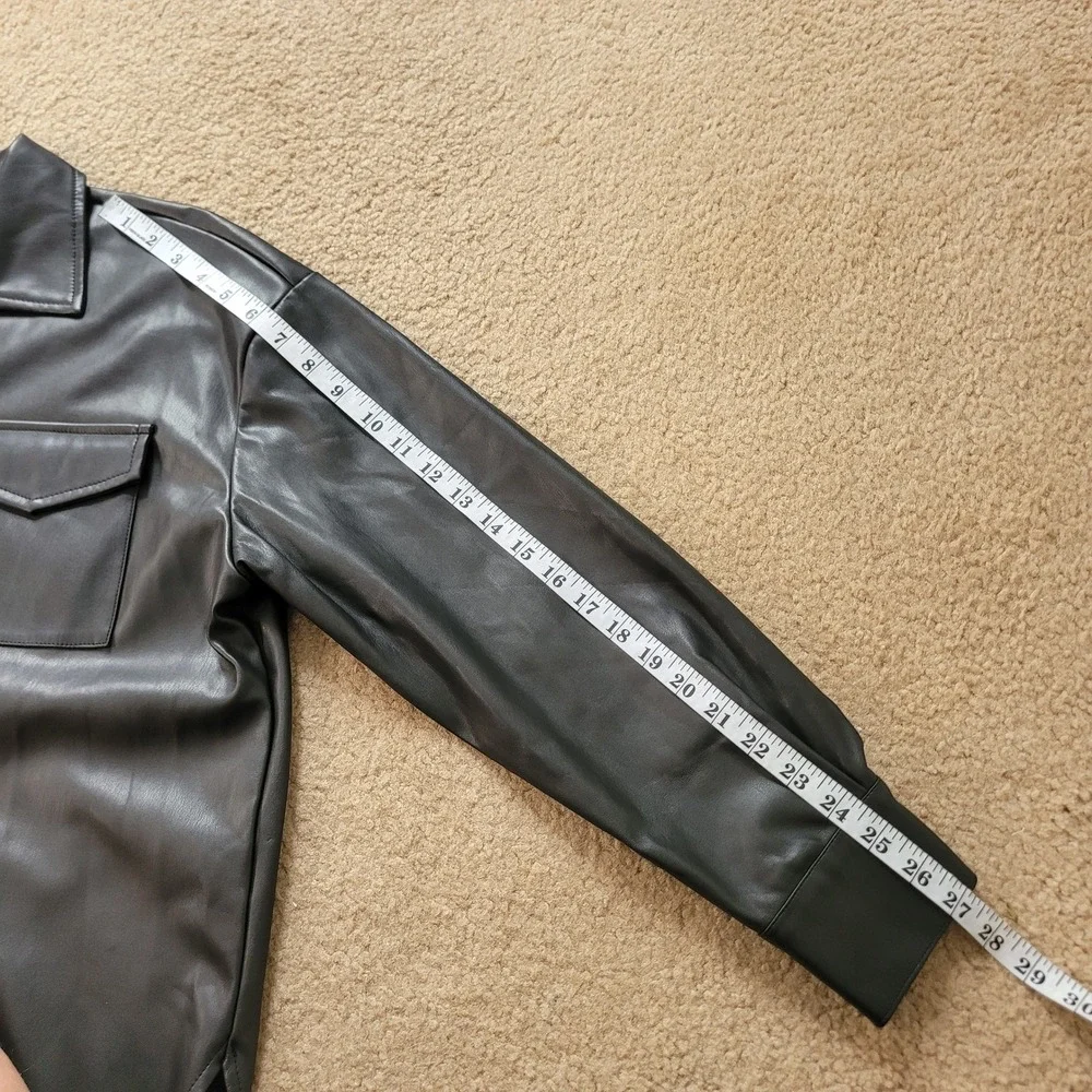 Juicy by Juicy Couture Large Faux Leather‎ Shacket Black Button Front Jacket